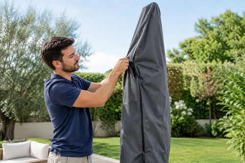 Fixer une housse de parasol de jardin facilement