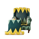 Housse fauteuil Crapaud <br> Géométrique Vert Jaune