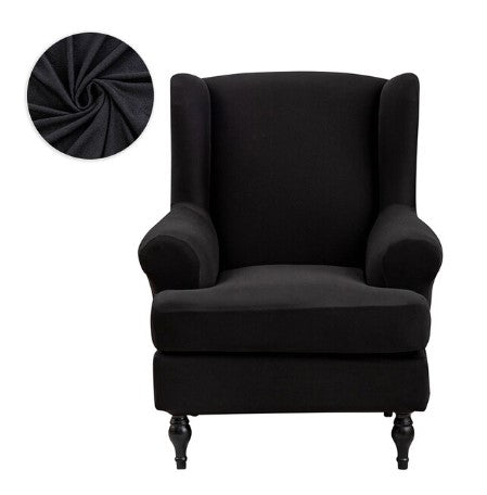 Housse De Fauteuil à Oreilles 2 Pièces - Protection Élégante Pour Chaise Et Coussin, Tissu Doux Et Ajusté