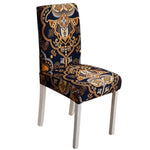 Housse de chaise extensible arabesque dorée