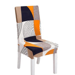 Housse de chaise extensible géométrique patchwork