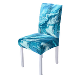 Housse de chaise <br> Marbrée Bleue