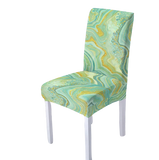 Housse de chaise <br> Marbrée Vert Jaune