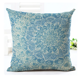 Housse de coussin 40x40 <br> Mandala Bleu Ciel