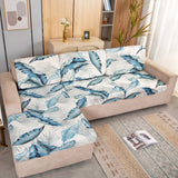 Housse de Coussin Canapé <br> Florale Bleu