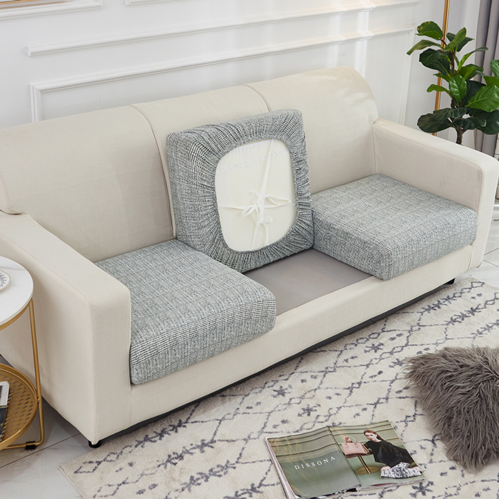 KYJSW Housse De Coussin Pour Caravane Gris - Housse Siège Camping-Car Antidérapante Avec Sangles Élastiques, Tissu Jacquard Extensible (L 100-125cm, P 50-70cm)