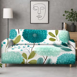 Housse de Canapé Fleurie Bleu Turquoise