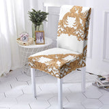 Housse de Chaise Extensible <br> Baroque Blanc et Or