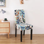 housse de chaise extensible florale bleue