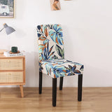 housse de chaise extensible florale bleue