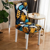 Housse de chaise extensible florale jaune bleu
