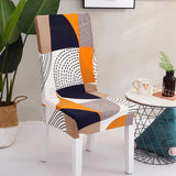Housse de chaise extensible géométrique patchwork