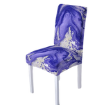 Housse de chaise <br> Marbrée Blanc Bleu