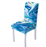 Housse de chaise <br> Marbrée Colorée Bleue