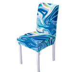 Housse de chaise <br> Marbrée Colorée Bleue