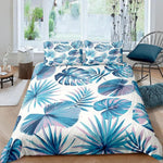 housse de couette tropicale bleu et rose