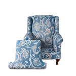Housse fauteuil Crapaud <br> Fleurie Bleue