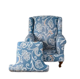 Housse fauteuil Crapaud <br> Fleurie Bleue