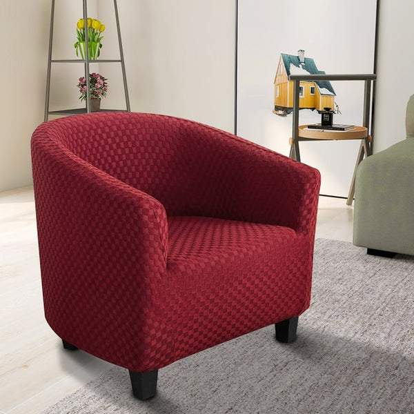 Housse Fauteuil Inclinable Velours Extensible 4 Pièces - Protection Antidérapante Avec Poche - Wine Red