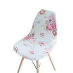 Housse chaise Scandinave <br> Fleurie Rose et Blanc