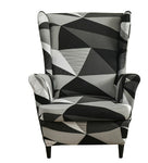 Housse fauteuil à Oreilles <br> Géométrique Noir et Blanc