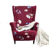 Housse fauteuil <br> Extensible Fleurie Grenat