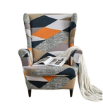 Housse fauteuil Extensible <br> Géométrique Orange et Bleu