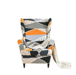 Housse fauteuil <br> Extensible Géométrique Orange