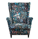 Housse fauteuil <br> Extensible Fleurie Bleue