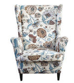 Housse fauteuil <br> Extensible Fleurie Marron et Bleu