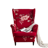 Housse fauteuil <br> Extensible Fleurie Rouge et Rose