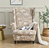 Housse fauteuil <br> Extensible Florale Beige