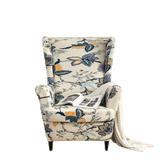 Housse fauteuil <br> Extensible Florale Bleu et Orange