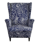 Housse fauteuil <br> Extensible Florale Bleu Marine