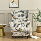 Housse fauteuil <br> Extensible Florale Bleu et Orange