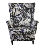 Housse fauteuil <br> Extensible Florale Noir et Blanc