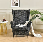 Housse fauteuil <br> Extensible Géométrique Noire