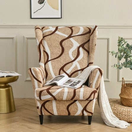 Meigeh Housse Fauteuil à Oreilles 2 Pièces – Extensible Jacquard Imprimé Élégant – Protège Et Relooke Votre Wingback Chair